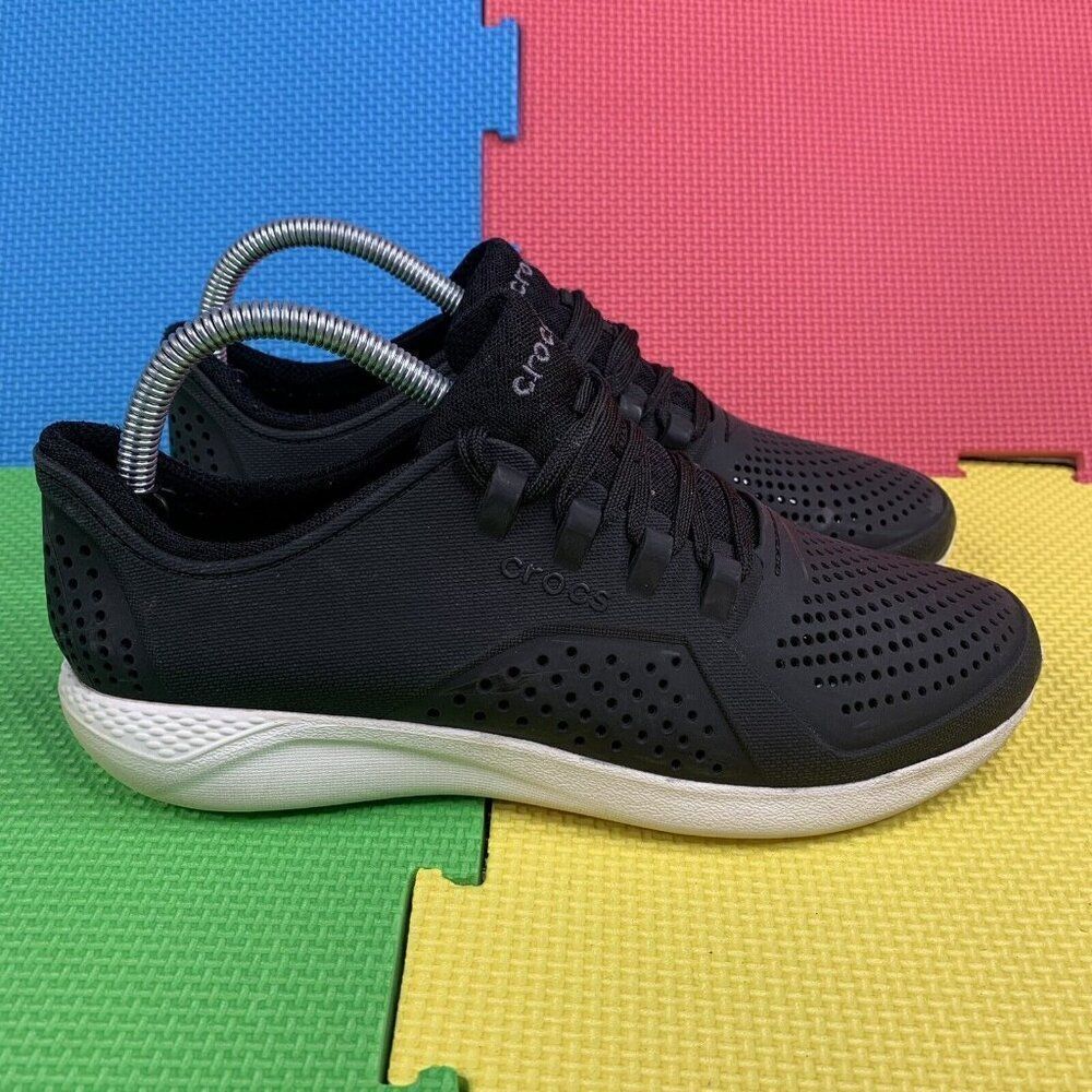 Crocs Lite Ride Pacer Perforated Women's 9 Sneaker Lace Up 205234 Black *Flaws - Picture 2 of 11